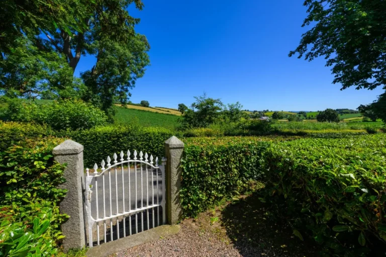 View over fields from pedestrian gate